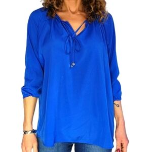 MICHAEL Michael Kors Loose Fit Long Sleeve Blouse Size Small Blue